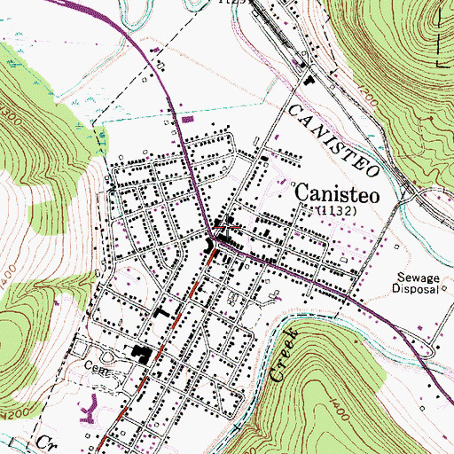 Topographic Map of Canisteo Post Office, NY