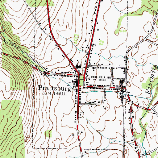 Topographic Map of Prattsburgh Post Office, NY