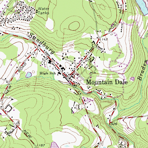 Topographic Map of Mountain Dale Post Office, NY