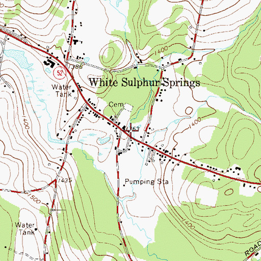 Topographic Map of White Sulphur Springs Post Office, NY