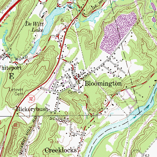 Topographic Map of Bloomington Post Office, NY