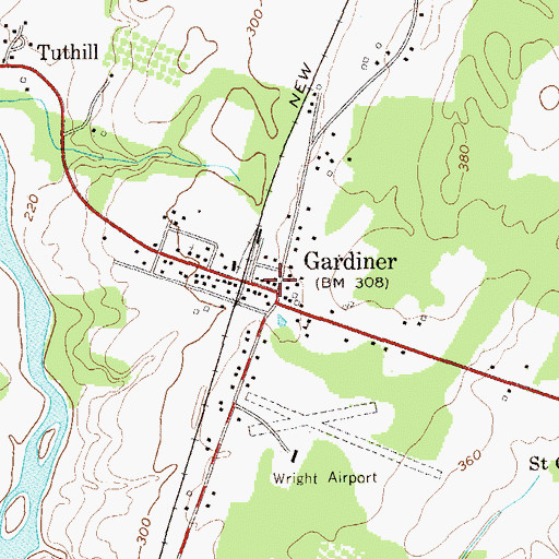 Topographic Map of Gardiner Post Office, NY