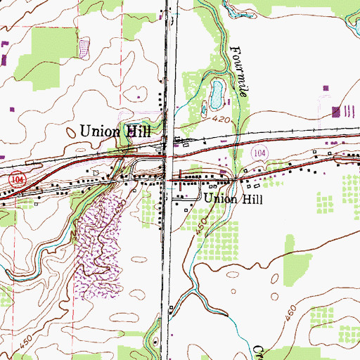Topographic Map of Union Hill Post Office, NY