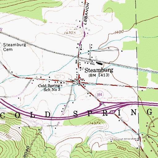 Topographic Map of Steamburg Post Office, NY