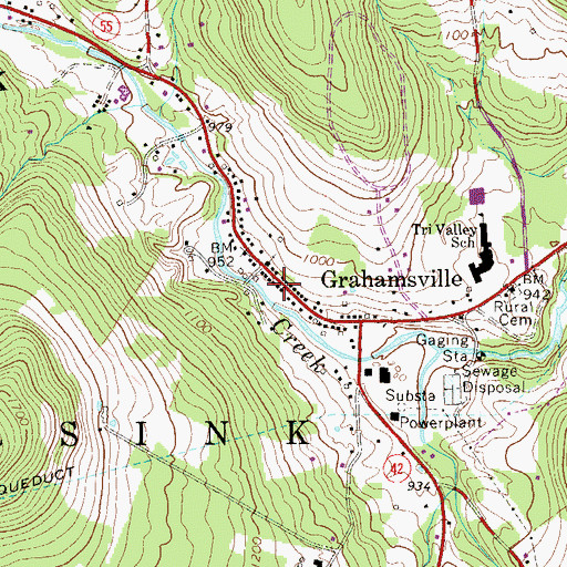 Topographic Map of Neversink Town Hall, NY