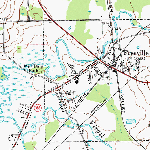 Topographic Map of Freeville Post Office, NY