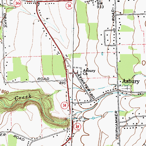 Topographic Map of Lansing Post Office, NY