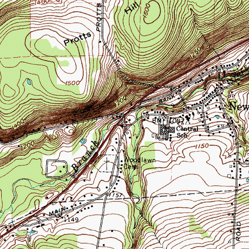 Topographic Map of Newfield Post Office, NY