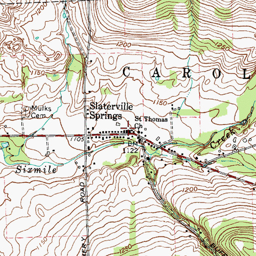 Topographic Map of Slaterville Springs Post Office, NY