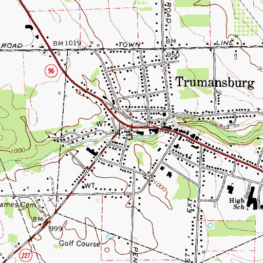 Topographic Map of Trumansburg Post Office, NY