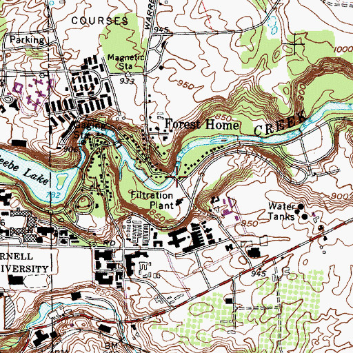 Topographic Map of Fall Creek Bridge, NY