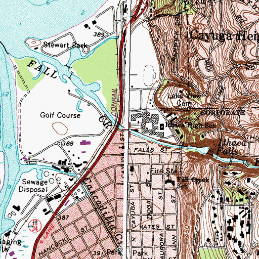 Topographic Map of North Cayuga Street Bridge, NY