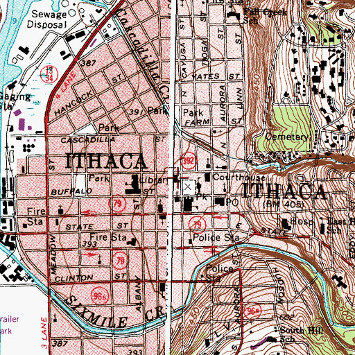 Topographic Map of Tompkins County Public Library, NY