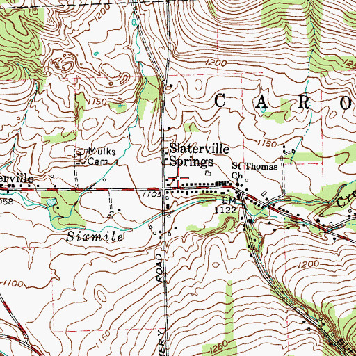 Topographic Map of Caroline Town Hall, NY