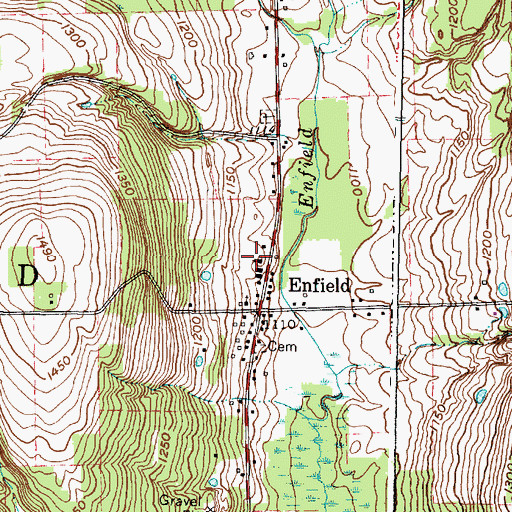 Topographic Map of Enfield Town Hall, NY