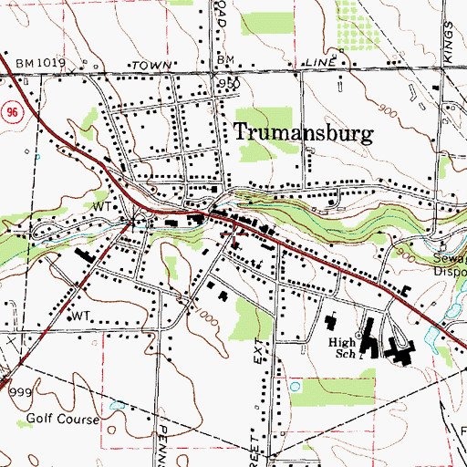 Topographic Map of Ulysses Town Hall, NY