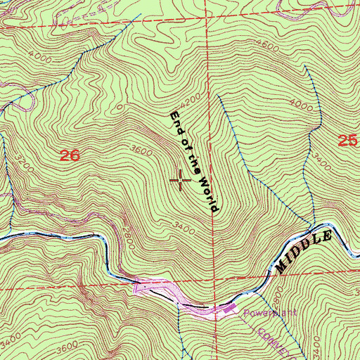 Topographic Map of End of the World, CA
