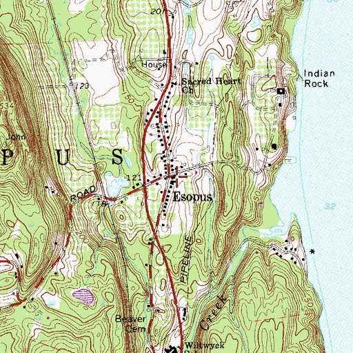 Topographic Map of Esopus Post Office, NY