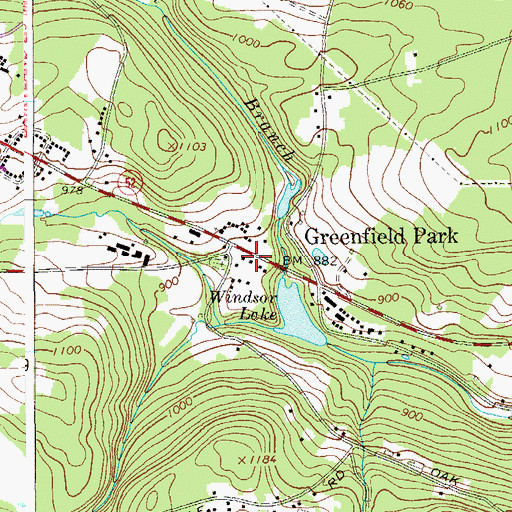Topographic Map of Greenfield Park Post Office, NY