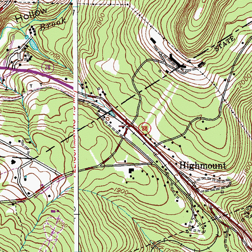 Topographic Map of Highmount Post Office, NY