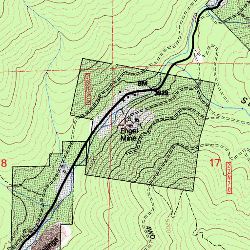 Topographic Map of Engel Mine, CA