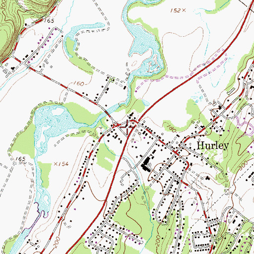 Topographic Map of Hurley Post Office, NY