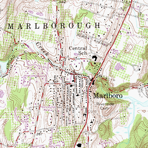 Topographic Map of Marlboro Post Office, NY