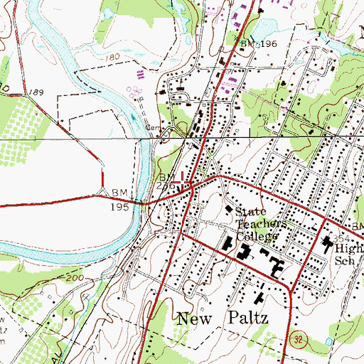 Topographic Map of New Paltz Post Office, NY