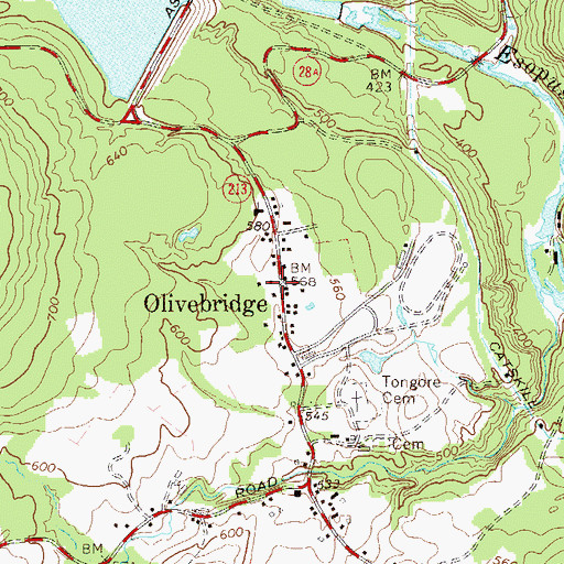 Topographic Map of Olivebridge Post Office, NY