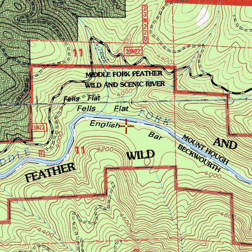 Topographic Map of English Bar, CA