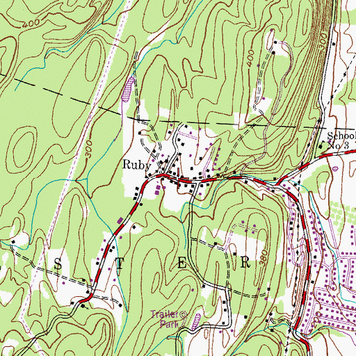 Topographic Map of Ruby Post Office, NY