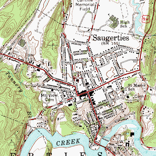 Topographic Map of Saugerties Post Office, NY