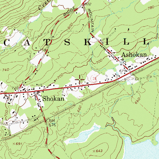 Topographic Map of Shokan Post Office, NY