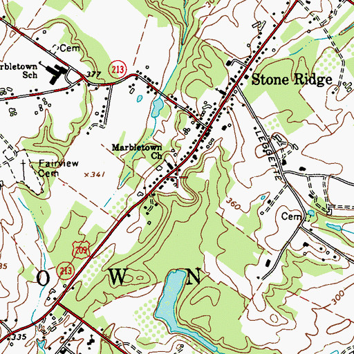 Topographic Map of Stone Ridge Post Office, NY