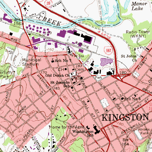 Topographic Map of Kingston Post Office Uptown Station, NY