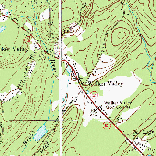 Topographic Map of Walker Valley Post Office, NY