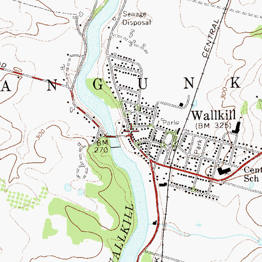 Topographic Map of Wallkill Post Office, NY