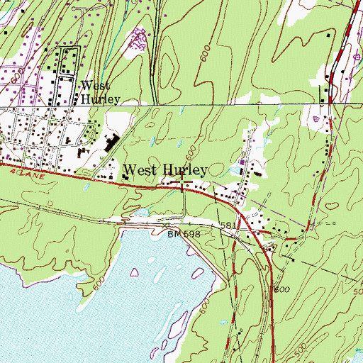 Topographic Map of West Hurley Post Office, NY