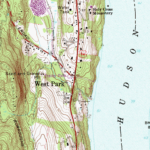 Topographic Map of West Park Post Office, NY
