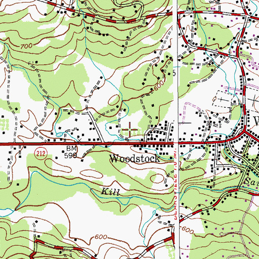 Topographic Map of Woodstock Post Office, NY
