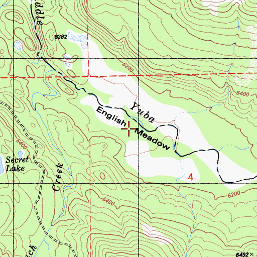 Topographic Map of English Meadow, CA