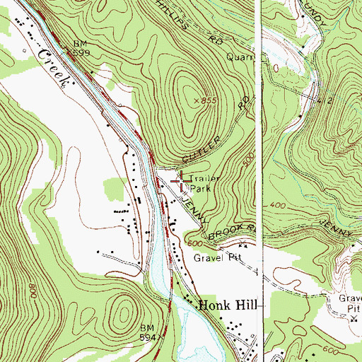 Topographic Map of Jenny Brook Mobile Home Park, NY