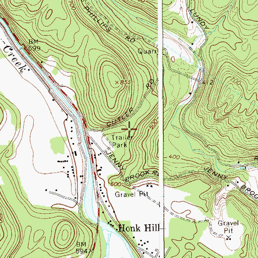 Topographic Map of Shady Acre Mobile Home Park, NY