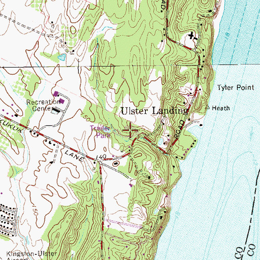 Topographic Map of Ulster Landing Mobile Home Park, NY
