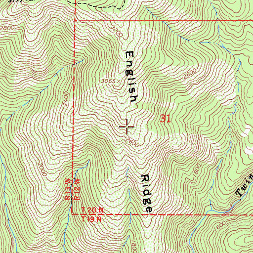 Topographic Map of English Ridge, CA