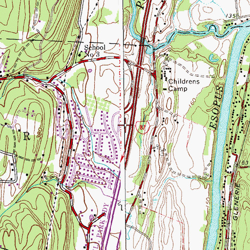 Topographic Map of Ulster Rest Area, NY