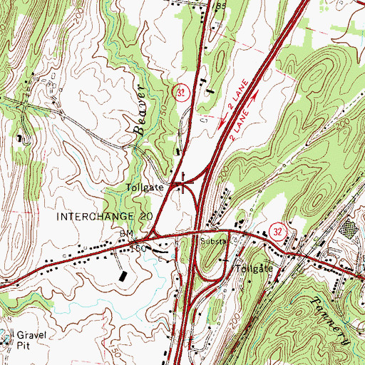 Topographic Map of Saugerties West Toll Plaza, NY