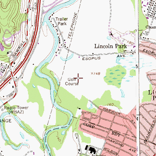 Topographic Map of Green Acres Golf Club, NY