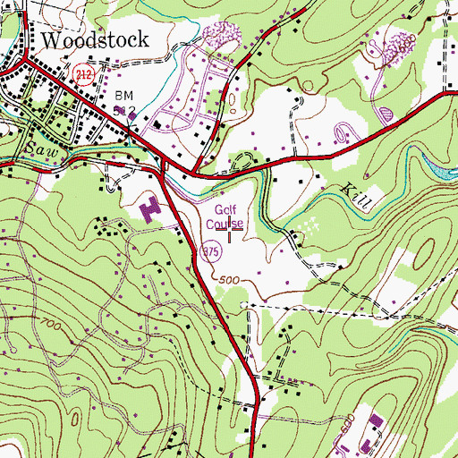 Topographic Map of Woodstock Golf Club, NY