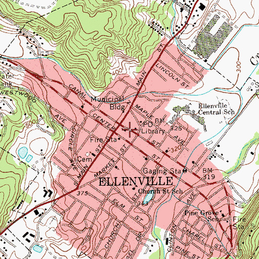 Topographic Map of Ellenville United Methodist Church, NY